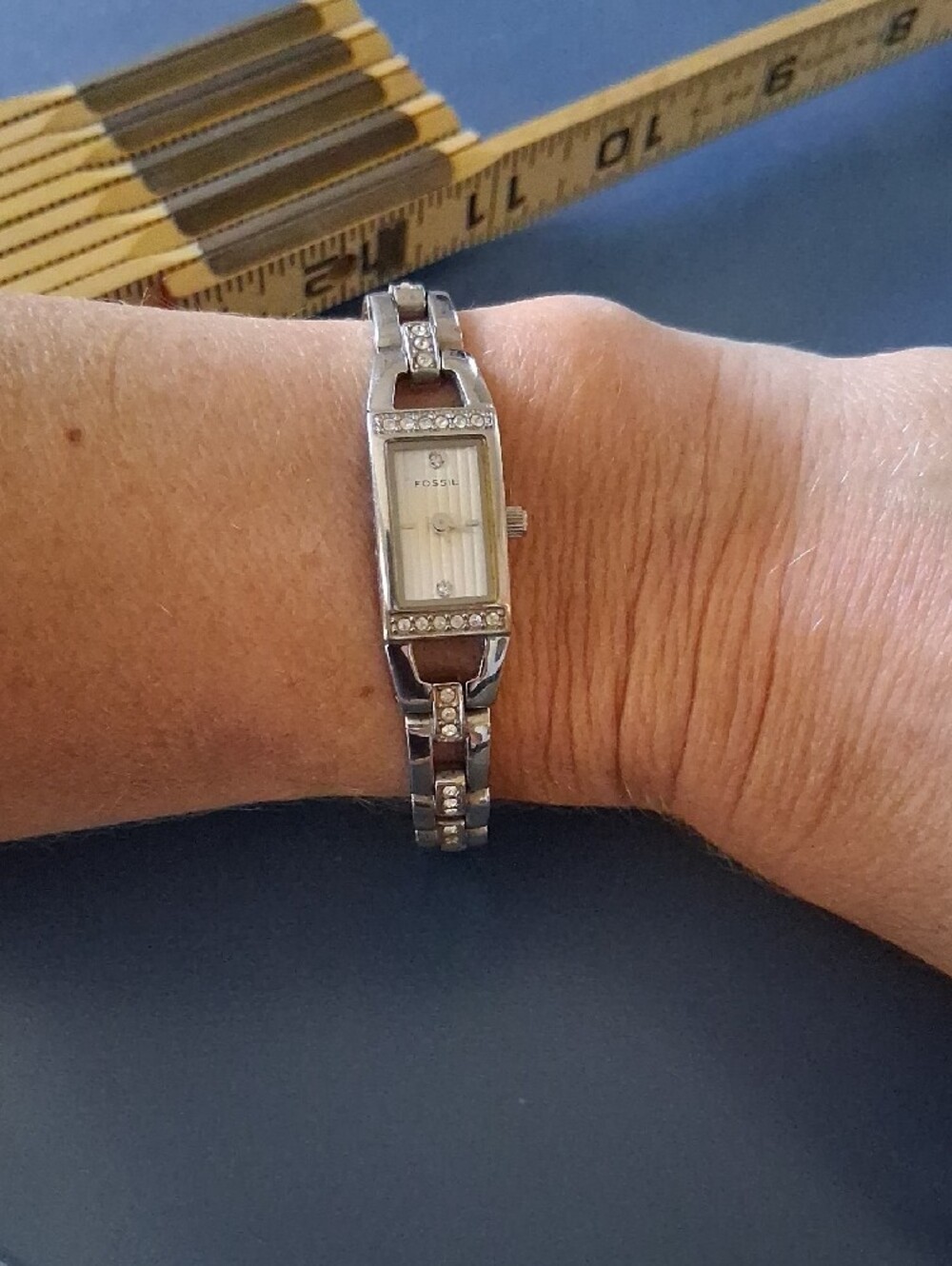 Fossil Women's Silver-Tone Crystal Bracelet Watch